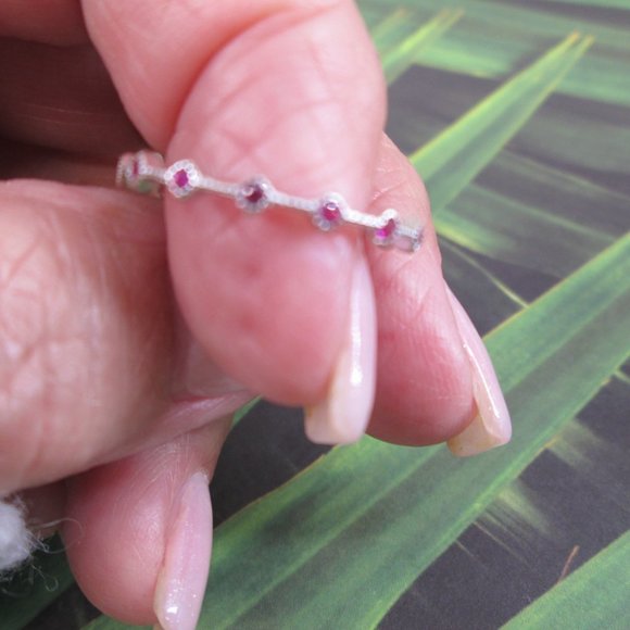 Dainty 925 Sterling RUBY Eternity Ring>925 RUBY Ring,Sterling Ruby Ring,925 ring - Picture 6 of 6